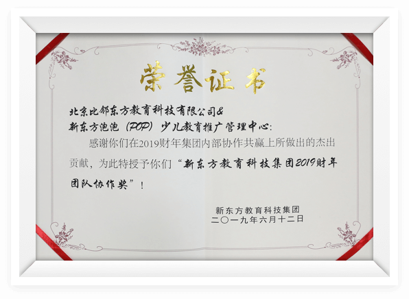2019年度新东方团队协作奖